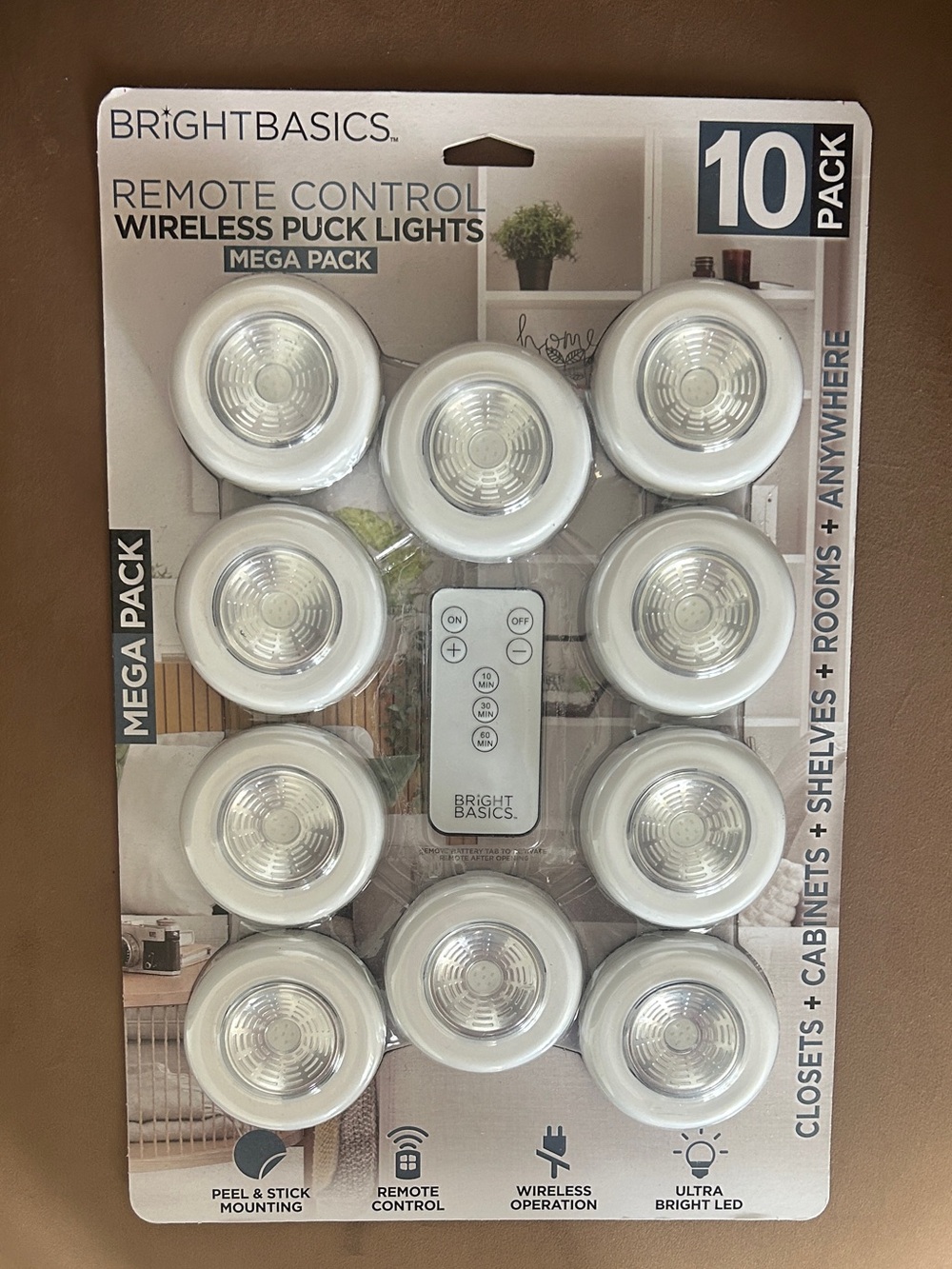 10 Pack Wireless Puck Lights with Remote Control | New in Package